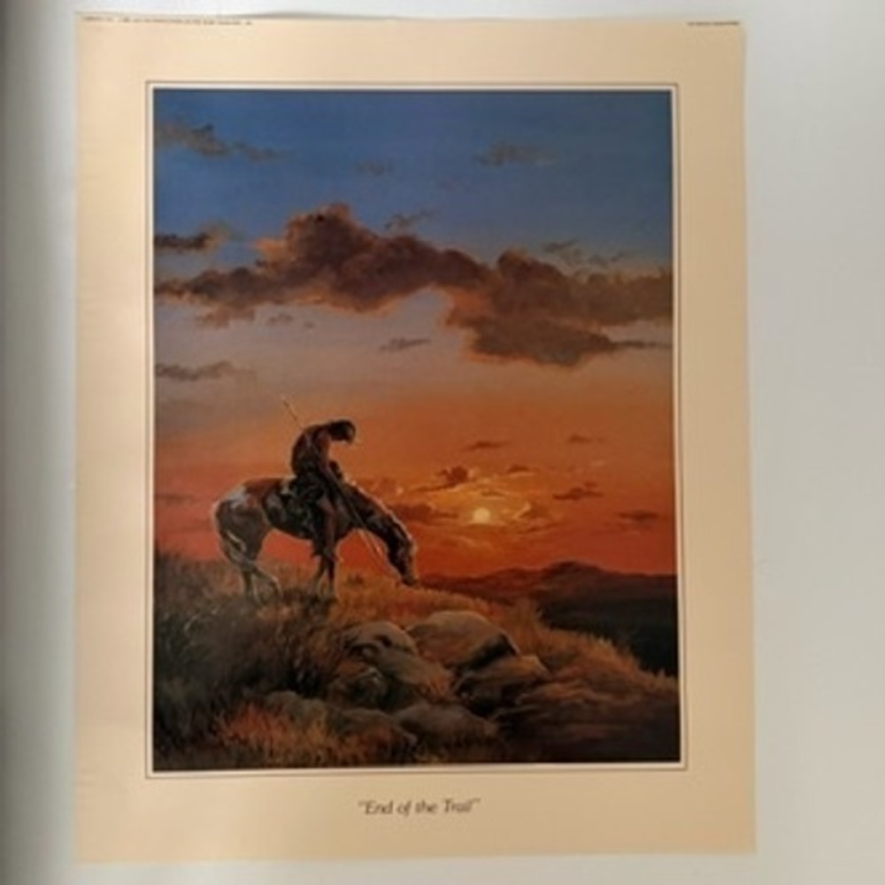 Vintage 1988 Marianne Caroselli End of the Trail Western Print Leanin Tree 16x20